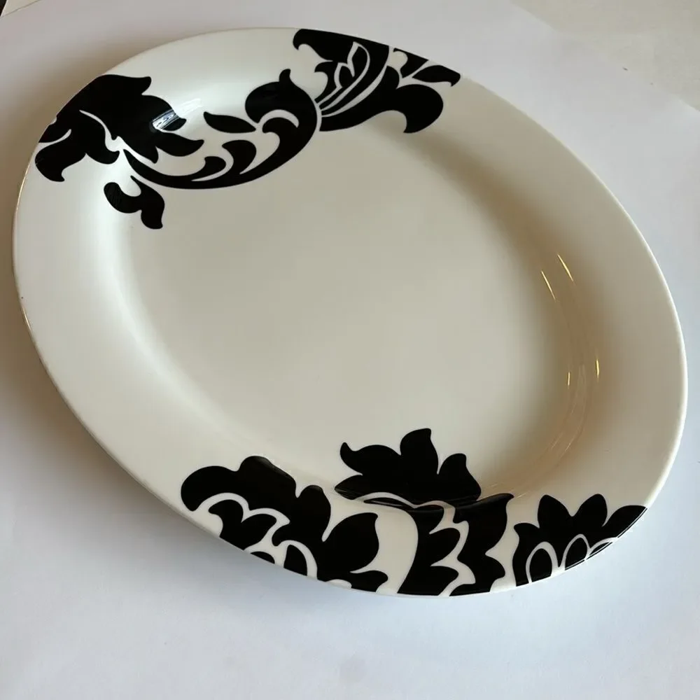 Martha Stewart Collection Lisbon Large Oval Serving Platter Black White Macy’s